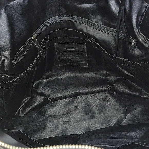 Coach Signature Black Patent Leather Tote Diaper Bag  F19256 - Picture 13 of 15